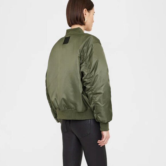 Anine Bing Leon Bomber Jacket in Army Green Size M - Picture 2 of 16